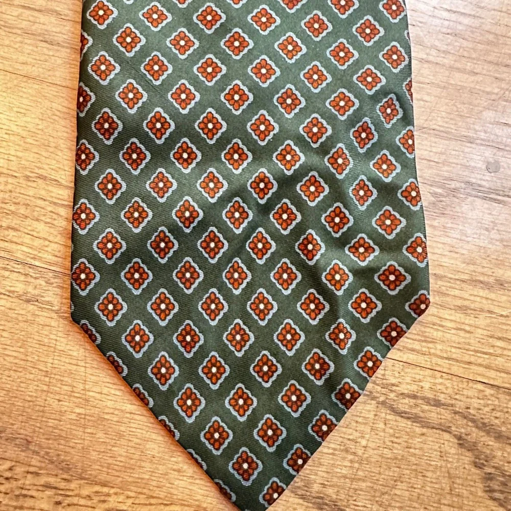 Vintage‎ Robert Talbott Necktie Silk Floral Green Blue Red Menswear Formal